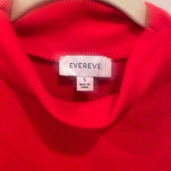 Evereve Vibrant Red Ribbed Top Mock Neck Sleeveless Holiday Festive Sz S - Picture 3 of 7